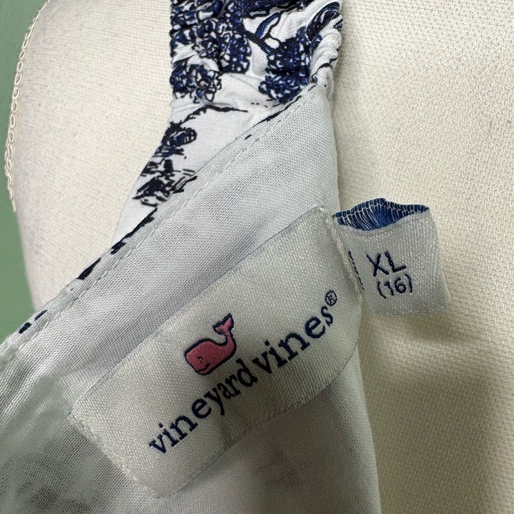 Vineyard Vines Navy and White Scenic Midi Dress XL girls - Picture 9 of 11